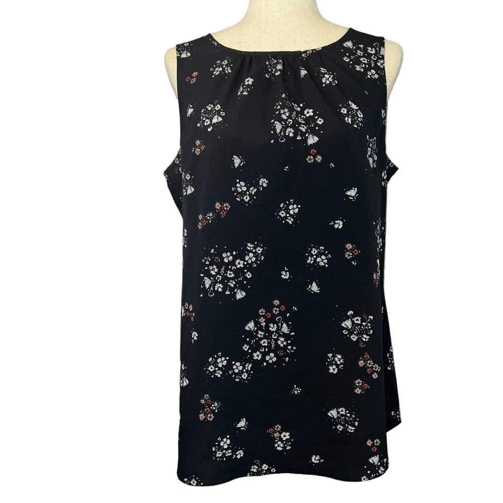 Like new CABI Misty Black Sleeveless Floral Tunic Style 5388 Top Size Me… - Picture 1 of 10